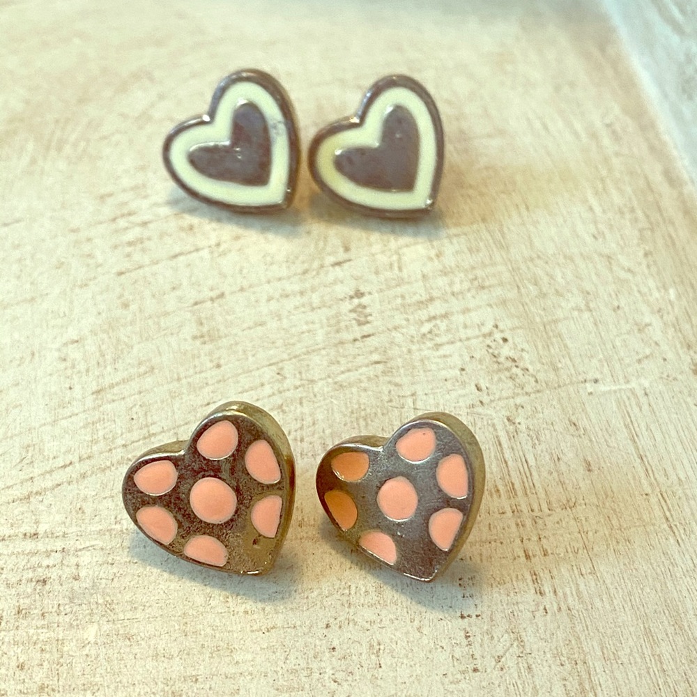 2 Pair of Heart Earrings